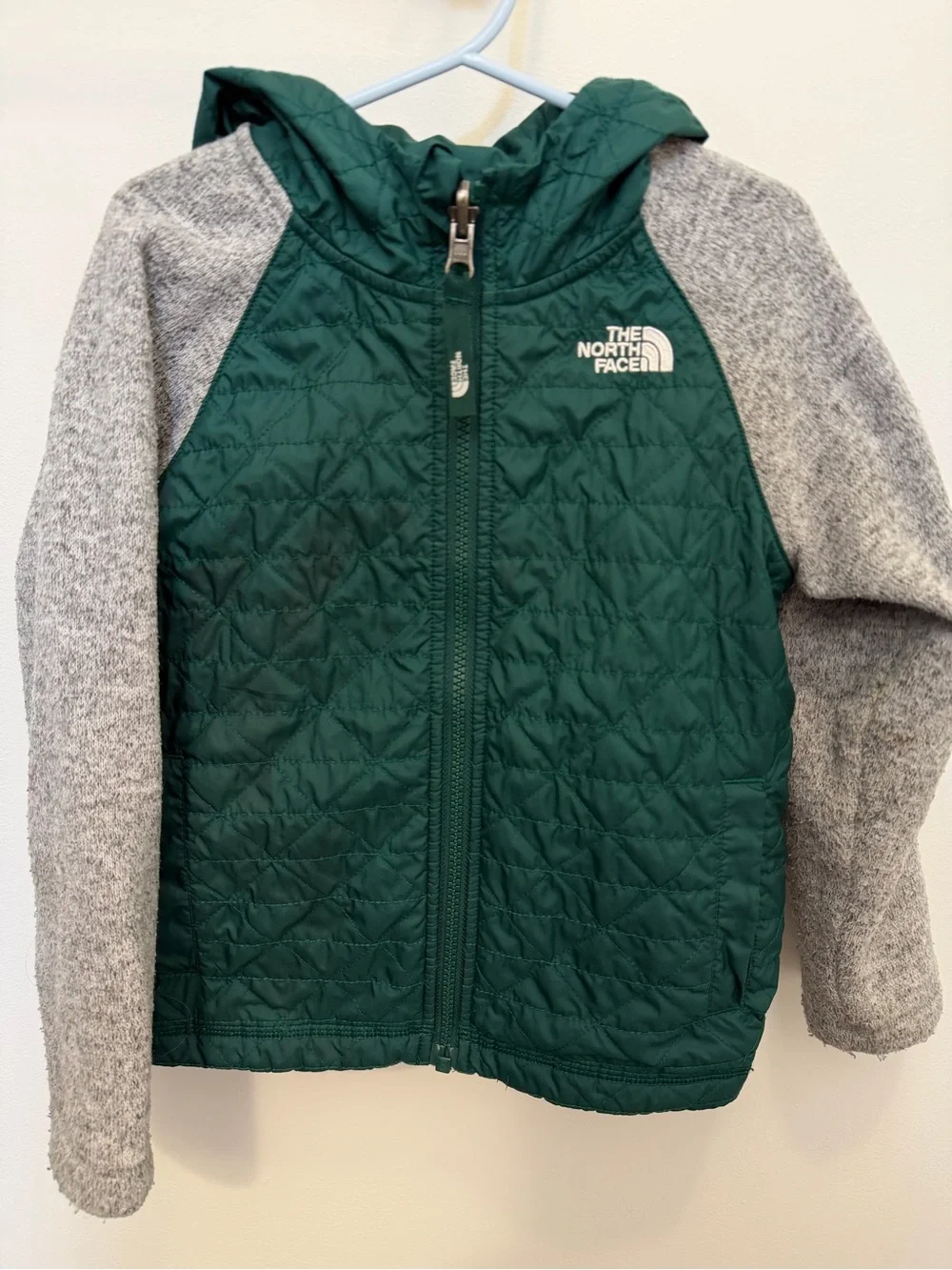 The North Face - Green Body with Heather Gray Sleeves Hooded